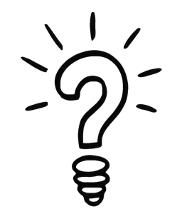 Illustrated question mark and lightbulb icon